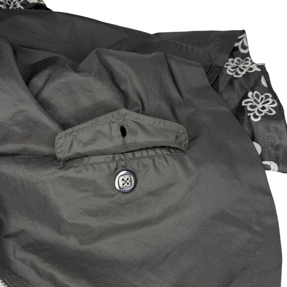 Girls hooded poncho/cape rain proof, black with floral lining, pockets SZ M10/12 - Picture 9 of 11